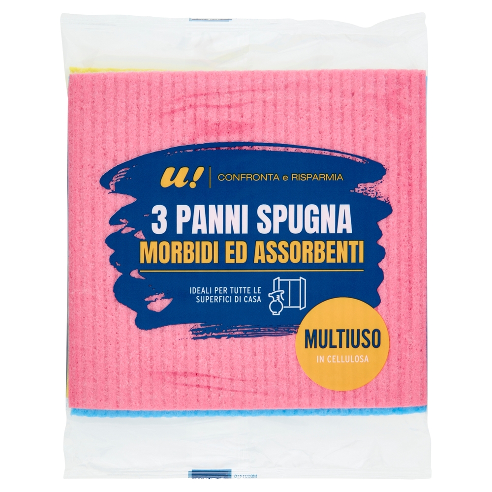 3 Panni Spugna Morbidi ed Assorbenti Multiuso U! Confronta e Risparmia